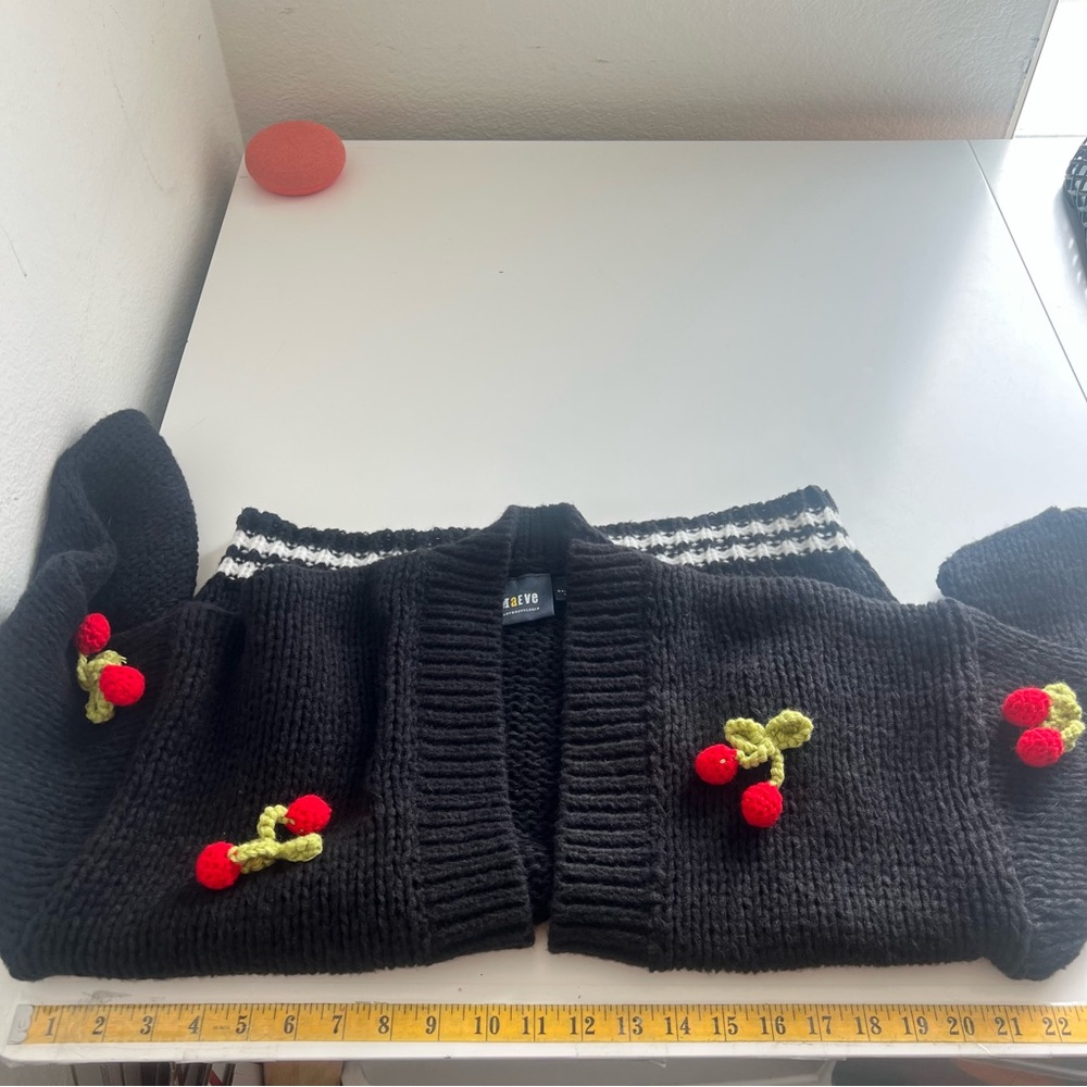 Anthropologie Maeve Black Varsity Cardigan Sweater with 3D Cherry
O/S NWOT - Picture 9 of 12
